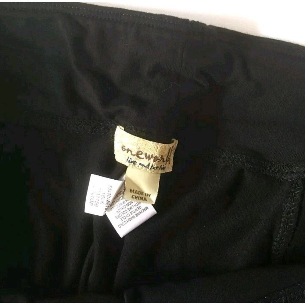 One World Solid Black Cropped Stretch Legging Pants Size 6 NWT - Picture 2 of 3